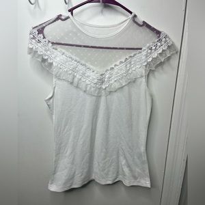 Sleeveless White Mesh Top